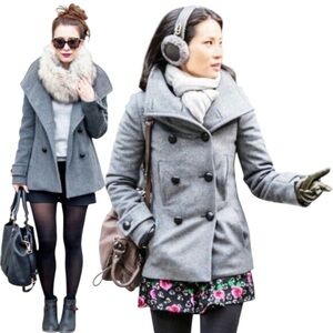 Aritzia Babton Talula Howell Wool Cashmere Gray Pea Coat